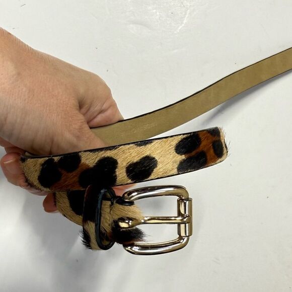 Talbots Calf Hair Skinny Belt with Rounded Square Gold Buckle XS NWOT main image 9